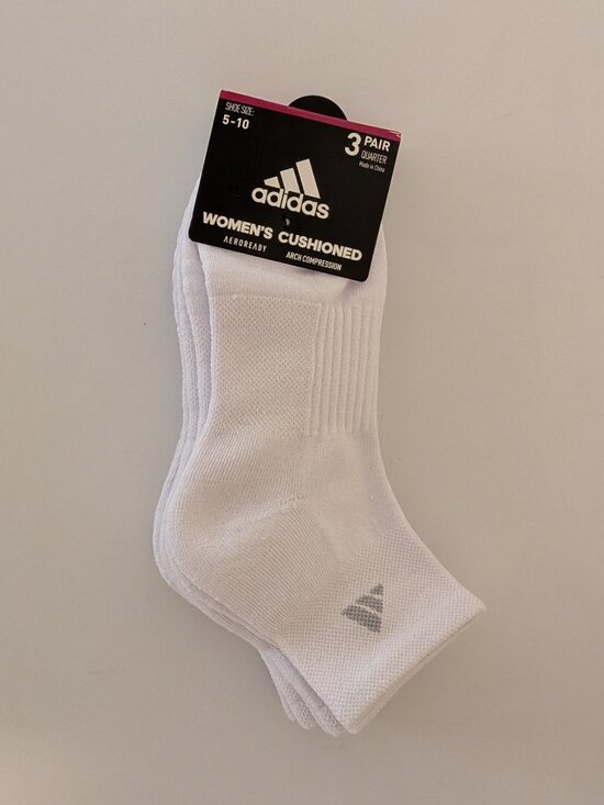 adidas Accessories - Adidas Cushioned Aeroready Quarter-Length Socks, White, Size 5-10, NWT